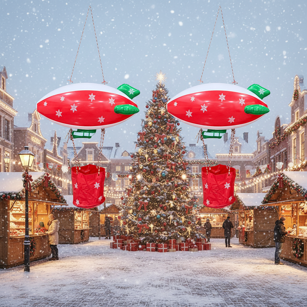 Inflatable Christmas Spaceship – LED Outdoor Holiday Yard Decoration for Festive Displays and Winter Celebrations