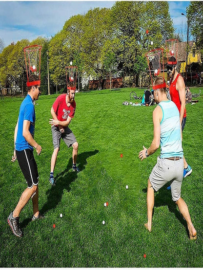 Headband Basketball Party Game - Adjustable Hoop Toss Challenge with Balls for Kids, Adults and Carnival Fun