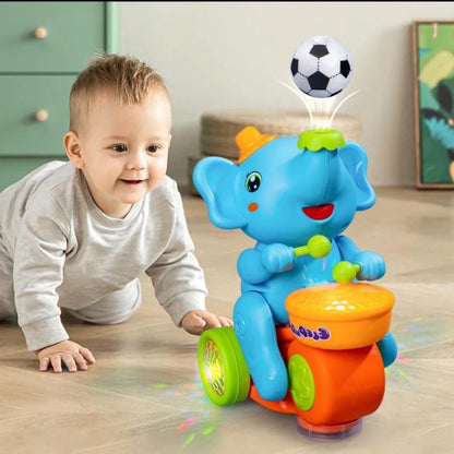 Interactive Elephant Crawling Toy – Electronic Drummer with Floating Ball, LED Lights, Music and Sounds for Baby Sensory Development