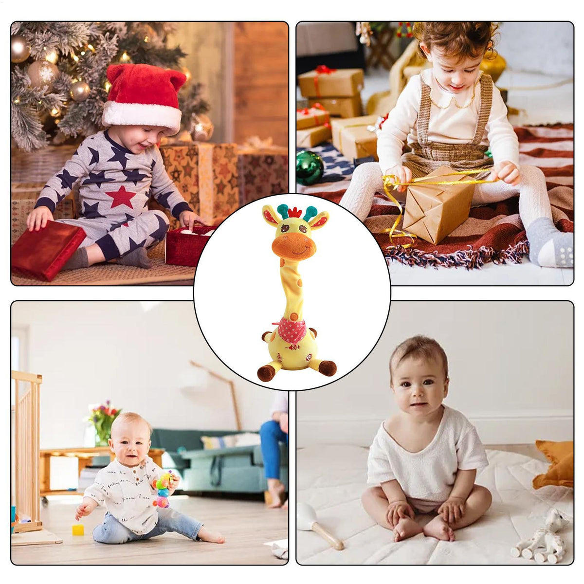 Dancing Talking Giraffe Plush Toy - Rechargeable Musical Educational Doll with Lights for Babies, Toddlers and Gift Giving
