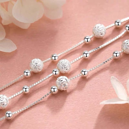 Sterling Silver Lucky Bead Bracelet – 925 Luxury Multi-Layer Charm Jewelry with Elegant Design for Women, Parties, Anniversaries and Gifts