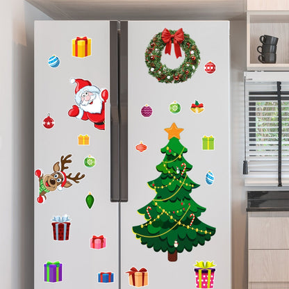 Magnetic Christmas Tree Fridge Decor – Santa Reindeer Magnet Set for Refrigerators and Metal Surfaces