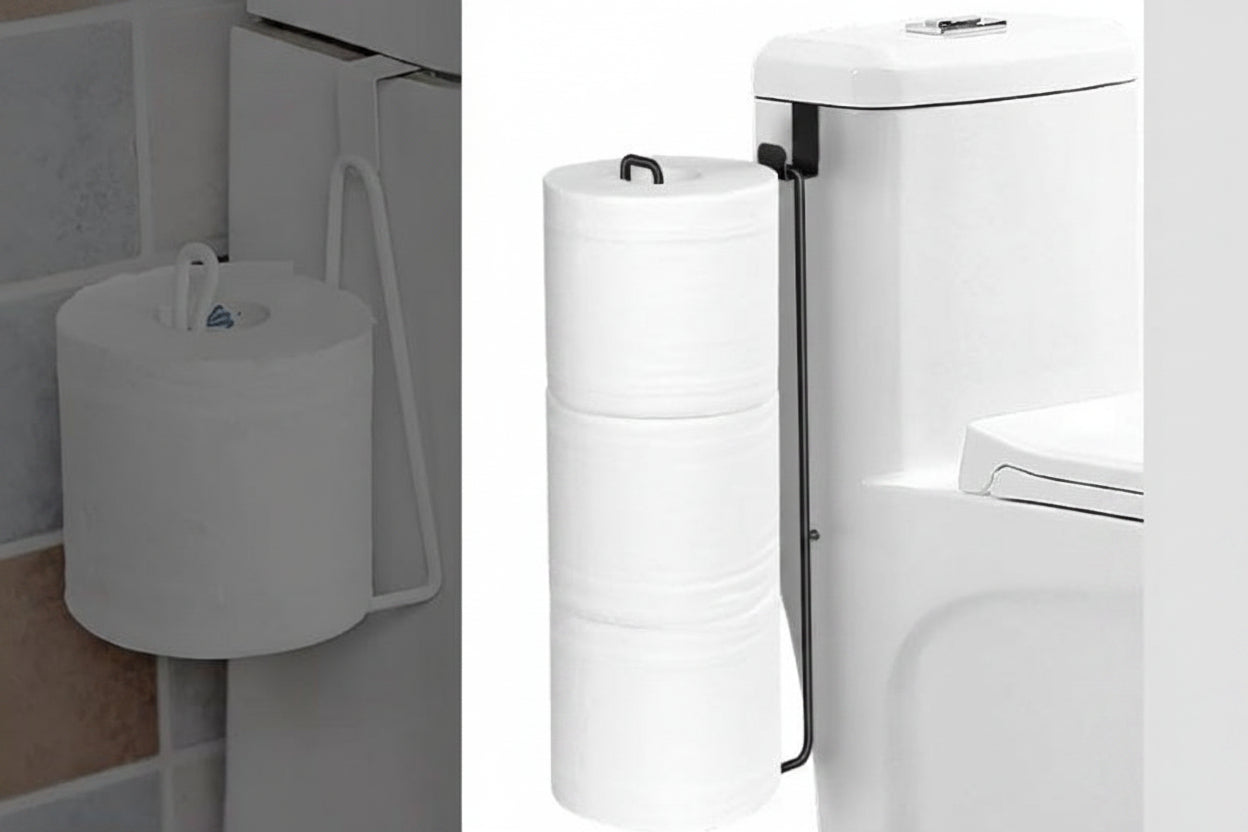 Bathroom Toilet Paper Holder – Over the Tank Storage Organizer with Extra Roll Capacity for Small Bathrooms and Restrooms