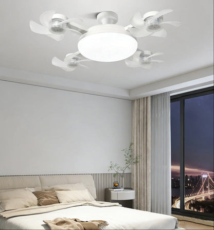 Drone-Style Ceiling Fan Light – 2-in-1 E27 LED Fan Lamp with Remote Control and Three Colors for Home, Dining and Restaurant Spaces