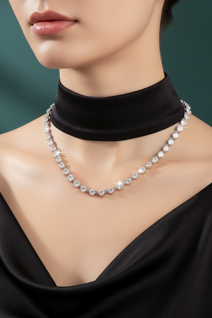 Moissanite Bubble Choker Necklace – Sparkling 3MM Stones with 14K Gold-Filled Finish for Women, Weddings, Parties and Elegant Layered Jewelry Looks