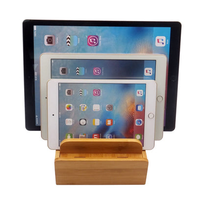 Bamboo Phone Charging Station – Wooden Organizer Stand for iPhone, Samsung, Tablets and USB Cables, Perfect for Home Office Desks