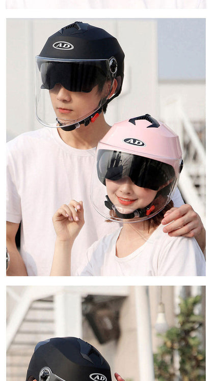 LED Motorcycle Helmet – Rechargeable Lighted Moped and Electric Scooter Helmet for Men and Women with Protective Double Visor