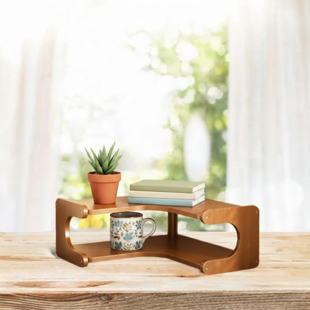 Desktop Corner Shelf Organizer – Multifunctional Display Rack for Water Cups, Office Supplies, Collectibles and Home Storage