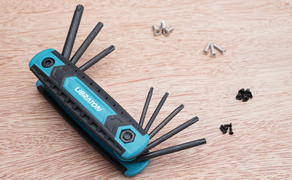 Folding Allen Wrench Set – 8-in-1 Portable Metric Hex Key and Tamper-Proof Torx Tool Kit for Bicycle, Furniture and DIY Repairs