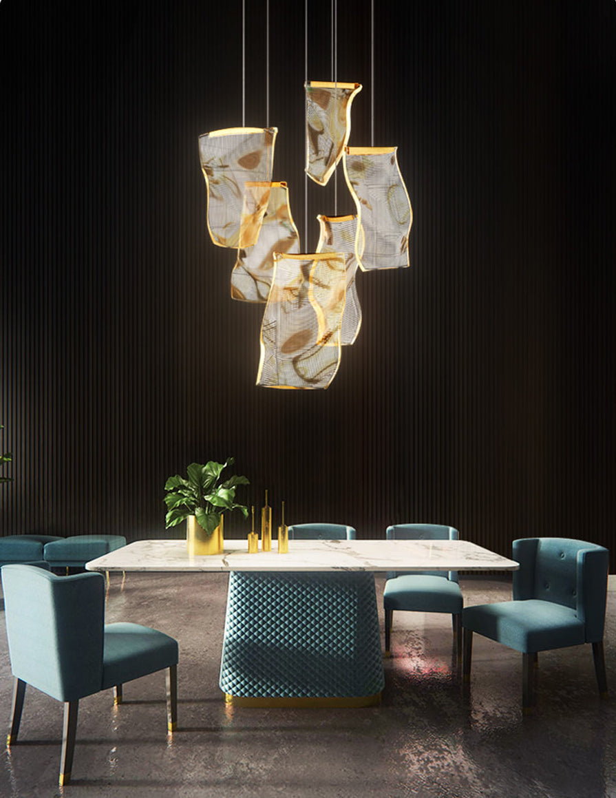 Modern Aluminum Acrylic LED Pendant Light – Designer Hanging Lamp for Dining Room, Foyer and Stylish Interior Decoration