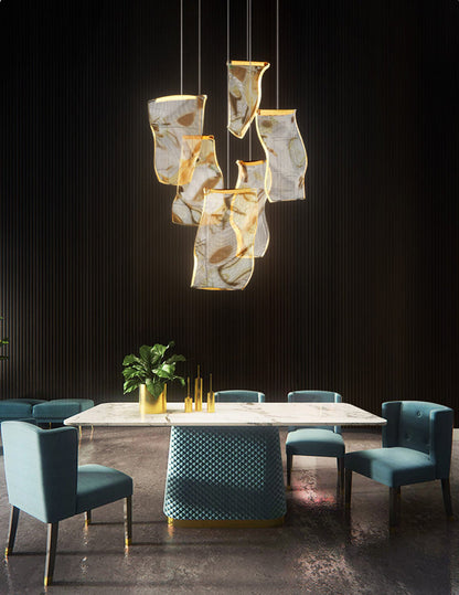 Modern Aluminum Acrylic LED Pendant Light – Designer Hanging Lamp for Dining Room, Foyer and Stylish Interior Decoration