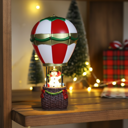LED Hot Air Balloon Ornament – Glowing Santa and Snowman Christmas Tree Decoration for Festive Holiday Displays
