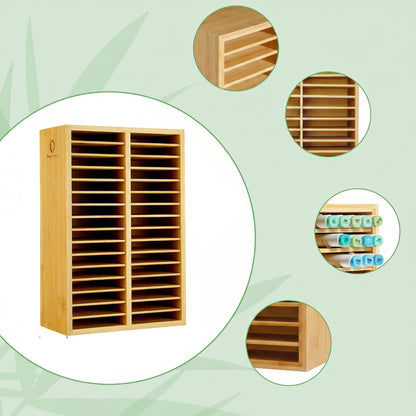 Bamboo Marker Organizer – Wooden Desktop Storage Holder for 126 Markers, Pens, Pencils and Art Brushes, Space-Saving Stationery Organizer