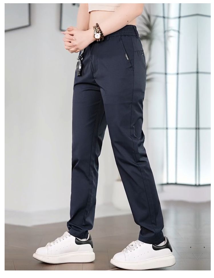 Men’s Ice Silk Summer Pants – Lightweight Breathable Straight Leg Trousers with Casual Business Styling for Daily Wear, Travel and Office