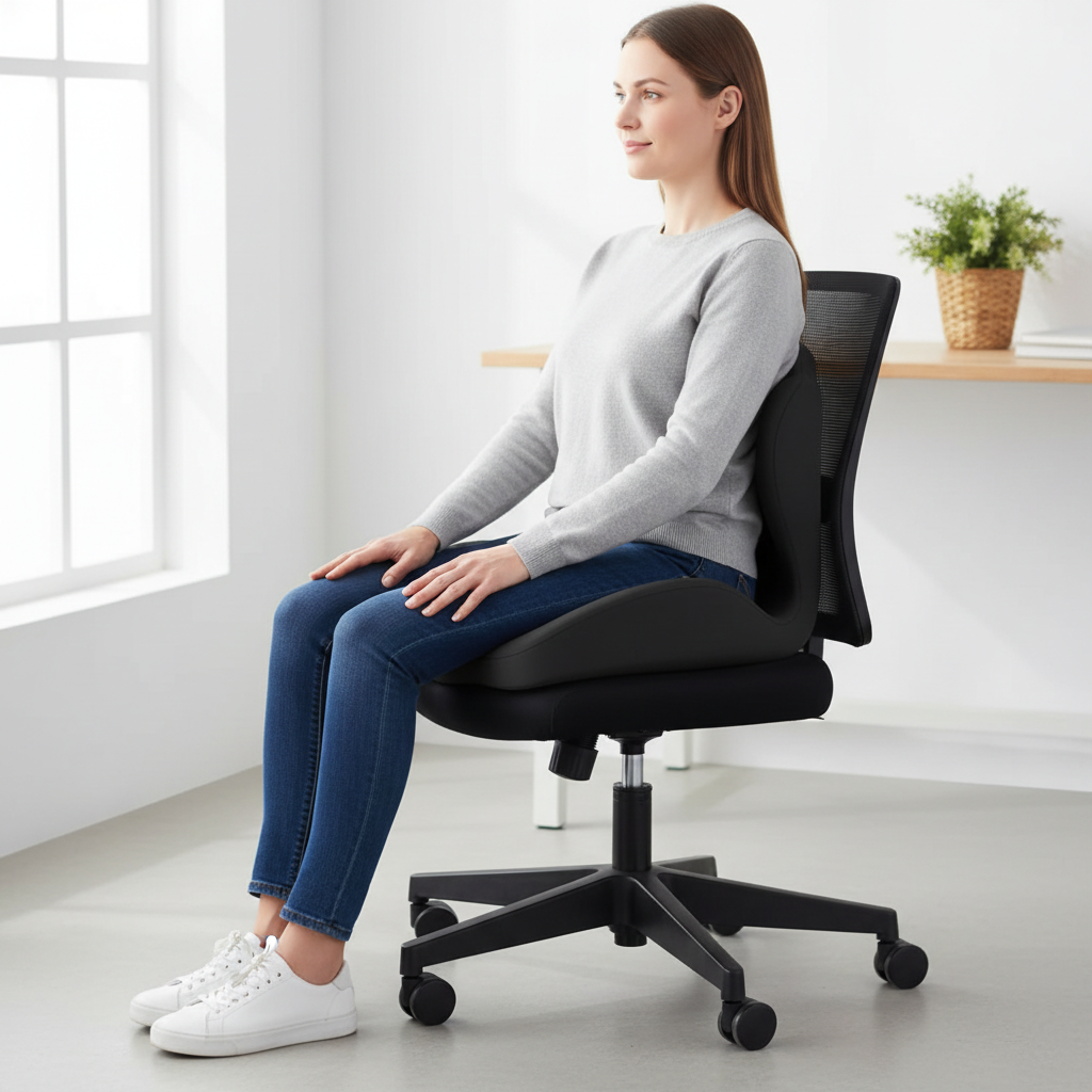 Ergonomic Memory Foam Lumbar Cushion – Pressure-Relief Back Support Pad for Office Chairs, Long Sitting, Posture Comfort and Everyday Seat Support