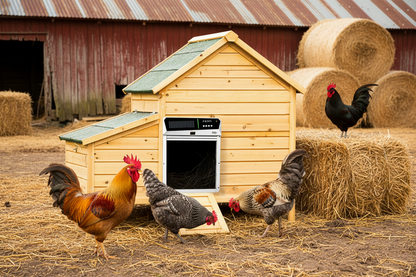 Solar Automatic Chicken Coop Door – Intelligent Light-Sensing Roller Shutter with Power Storage for Convenient Poultry Access, Night Security and Hands-Free Operation