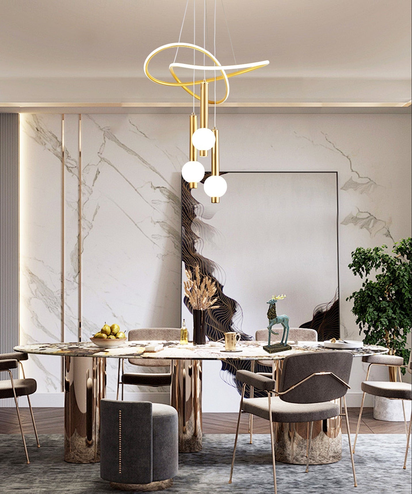Lollipop LED Pendant Light – Adjustable Three Color Hanging Lamp with Remote Control for Dining Room, Bedroom and Modern Interiors