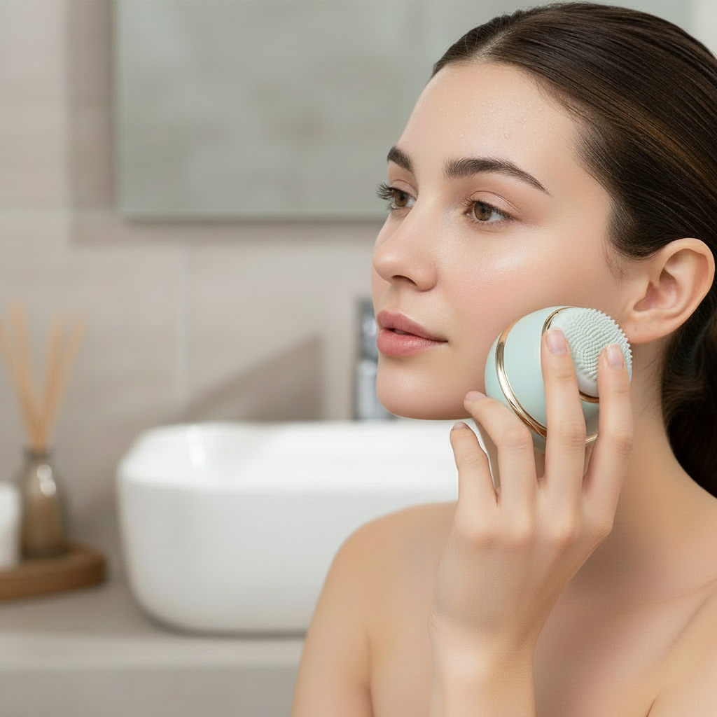 Sonic Facial Cleansing Brush – Deep Face Cleaning Exfoliating Beauty Device for Healthier Skin Care and Glowing Complexion.