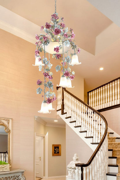 Rose Flower LED Chandelier – Luxury Floral Pendant Light for Hotels, Cafes, Staircases and Elegant Interior Decoration