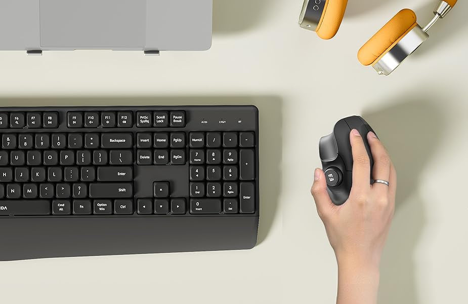 Ergonomic Wireless Mouse – Rechargeable Bluetooth and 2.4G Vertical Mouse with Quiet Clicks and Volume Knob for PC