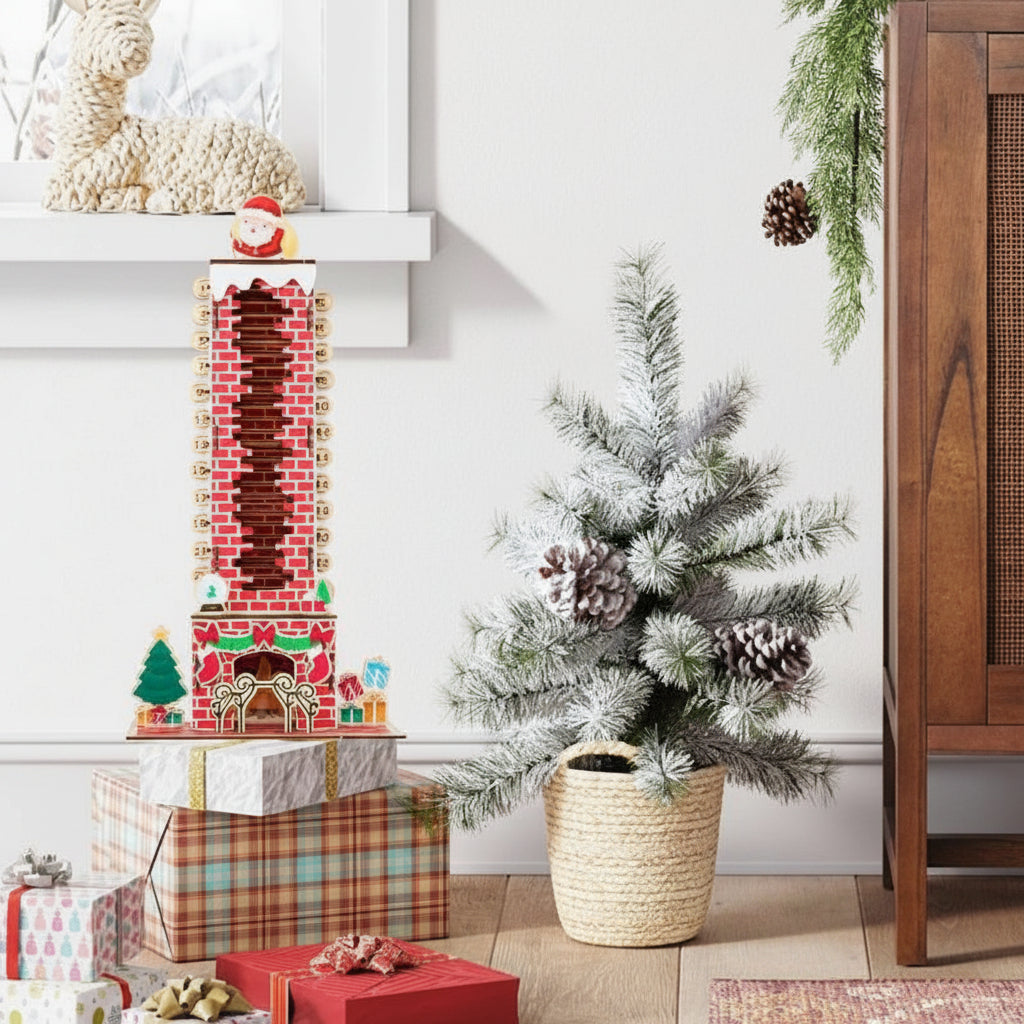 Farmhouse Christmas Advent Calendar – Rustic Holiday Countdown Decoration for Living Room Displays