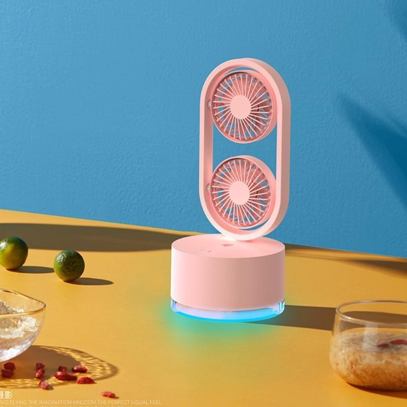 Portable Head Humidifier Fan – Rotatable USB Cooling Air Device with Adjustable Mist and Wide-Angle Personal Comfort for Summer