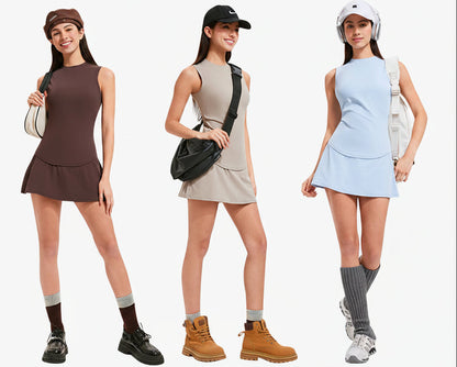 Women's Tennis Skirt Set – Two Piece Workout Outfit with Sports Top for Yoga, Golf, Gym and Active Performance