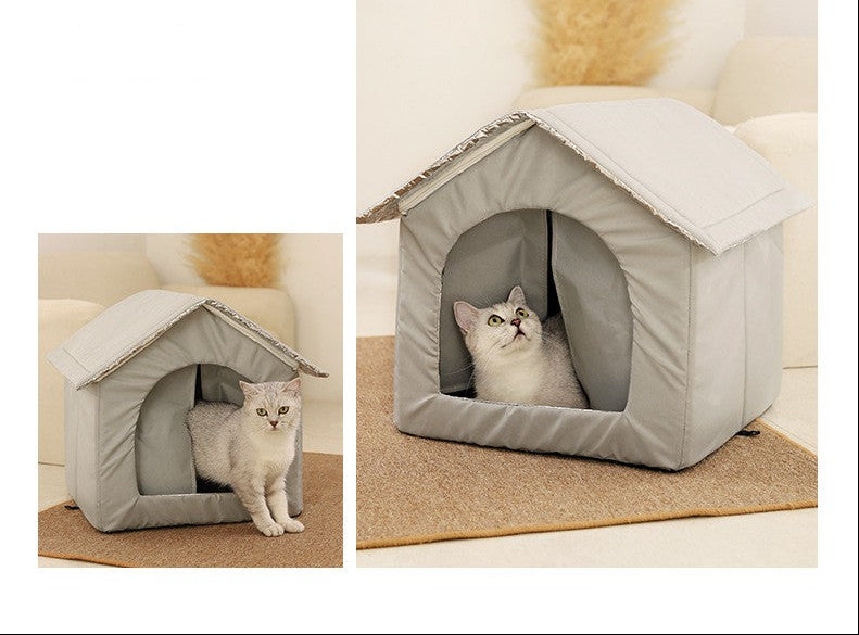 Waterproof Outdoor Pet House – Foldable Warm Cat and Dog Shelter for Winter Sleeping and Protection