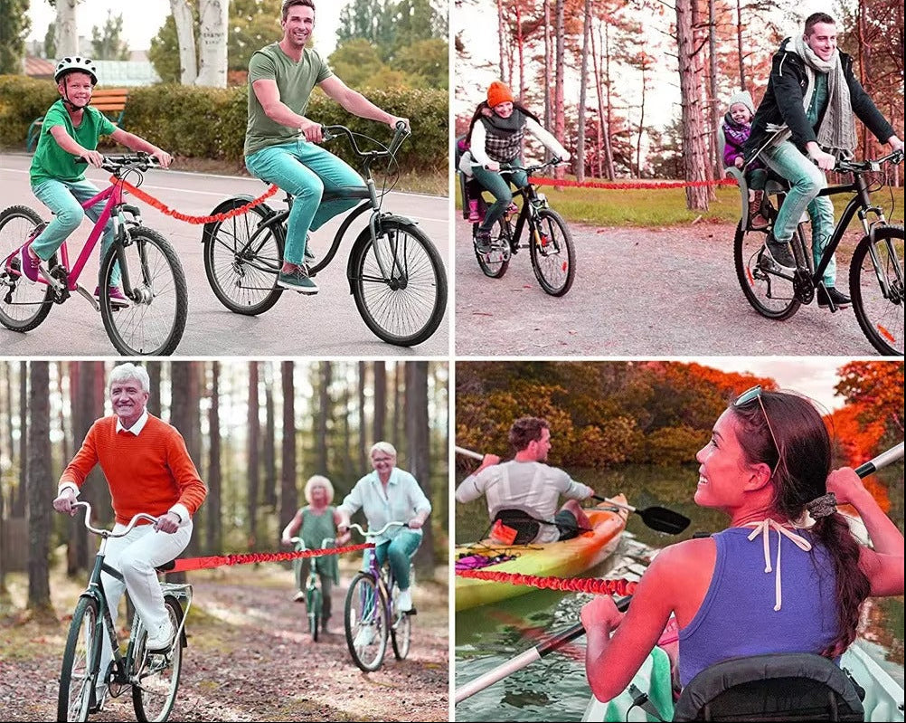 Portable Bicycle Tow Rope – Retractable Mountain Bike Traction Rope for Parent Child Cycling Adventures and Easy Uphill Assistance.