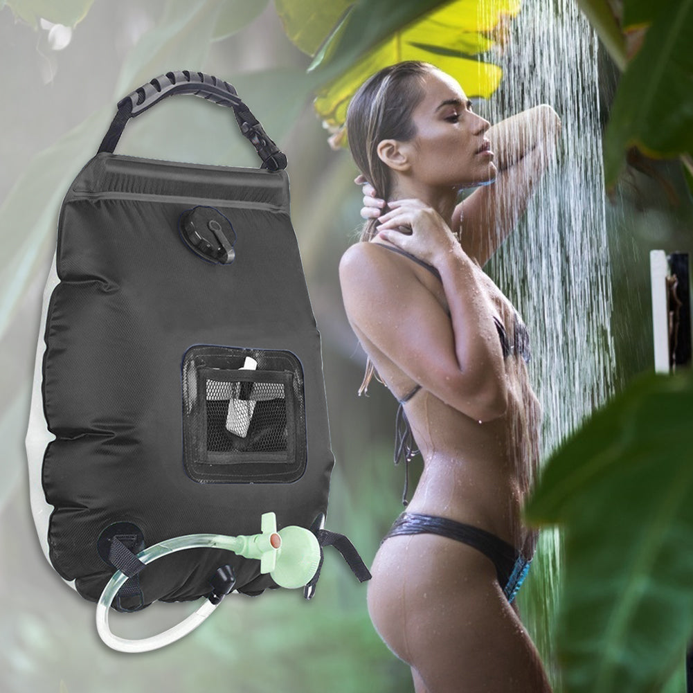Solar Camping Shower Bag-20L Portable Outdoor Water Heating System with Hose and Shower Head for Travel Adventures