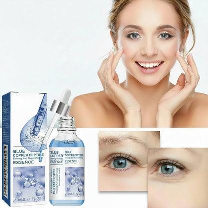 Blue Copper Peptide Wrinkle Serum – Instant Firming and Lifting Anti-Aging Facial Treatment for Fine Lines, Brightening and Korean Skincare