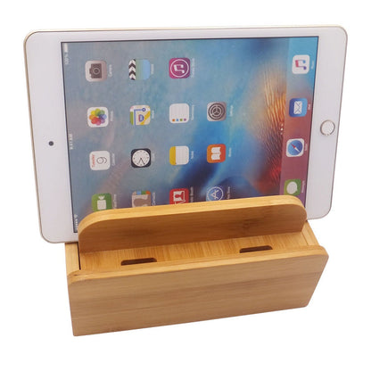 Bamboo Phone Charging Station – Wooden Organizer Stand for iPhone, Samsung, Tablets and USB Cables, Perfect for Home Office Desks
