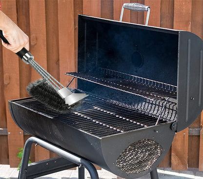 Stainless Steel Grill Brush – 18-Inch Heavy Duty BBQ Cleaning Tool with Scraper and Deluxe Handle for Safe Outdoor Grill Maintenance