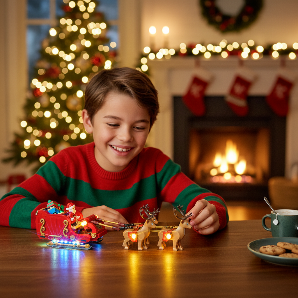 LED Light Kit for LEGO Santa's Sleigh – Decorative Lighting Upgrade for Christmas Building Block Display Models
