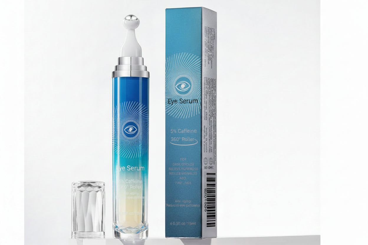 Caffeine Eye Serum Roller – 360° Massage Ball Treatment for Dark Circles, Puffiness and Hydrating Under-Eye Skincare