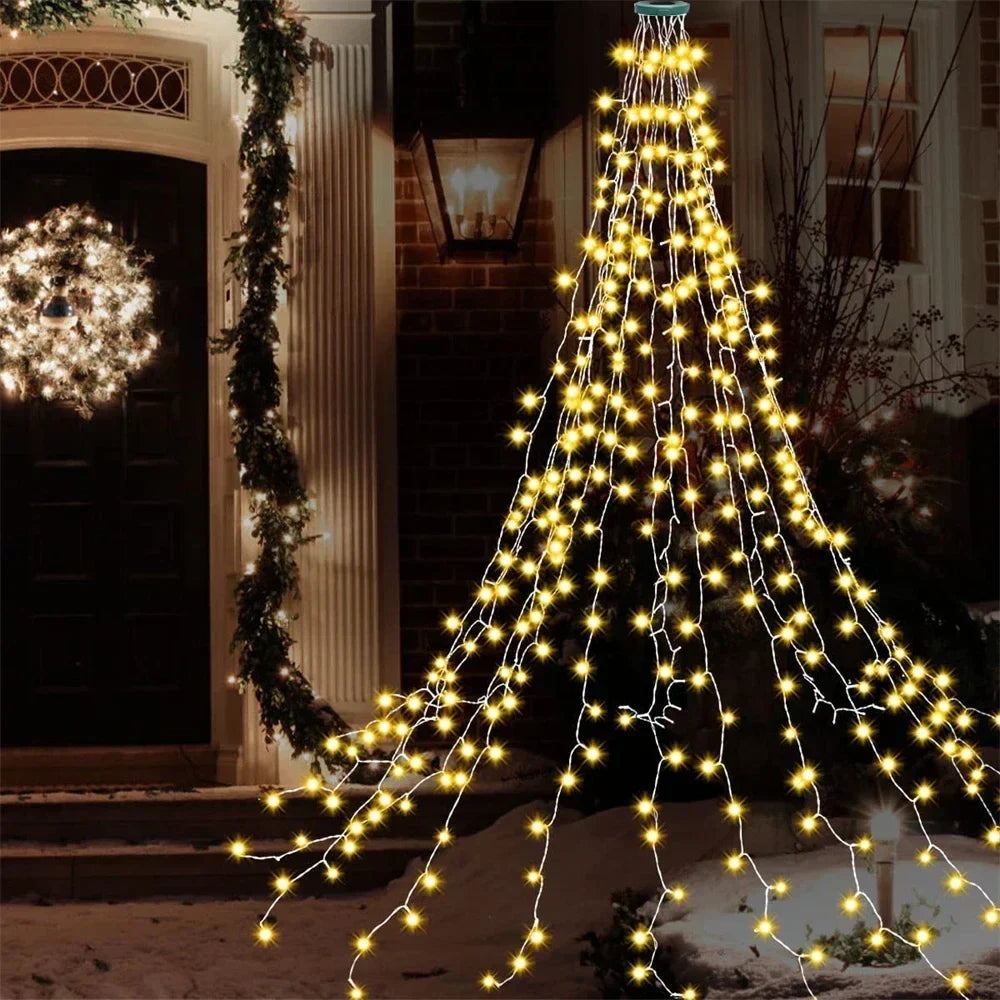 LED Waterfall Christmas Lights – Hanging Garland String Lights for Trees, Gardens, Patios and Holiday Displays