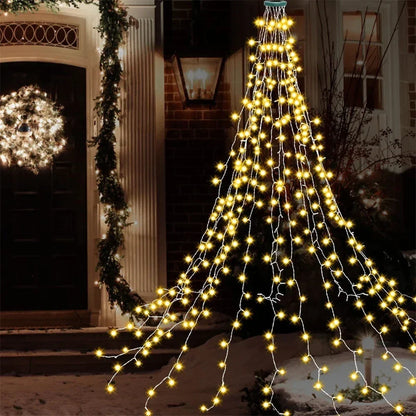 LED Waterfall Christmas Lights – Hanging Garland String Lights for Trees, Gardens, Patios and Holiday Displays