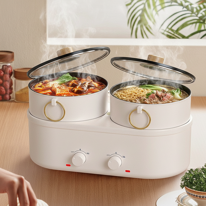 Electric Multi Cooker Hot Pot – Split Double Cooking Pot for Boiling, Steaming and Family Meals with Convenient Heating