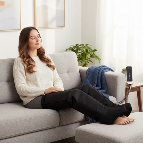 Electric Pneumatic Leg Massager – Extended Thigh, Calf and Foot Compression Device with Remote Control for Deep Relaxation and Circulation Support