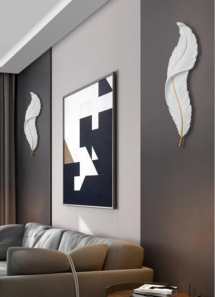 Nordic Feather LED Wall Lamp – Creative Bedside Lighting for Living Room, Bedroom, Corridor and Luxury Home Decor