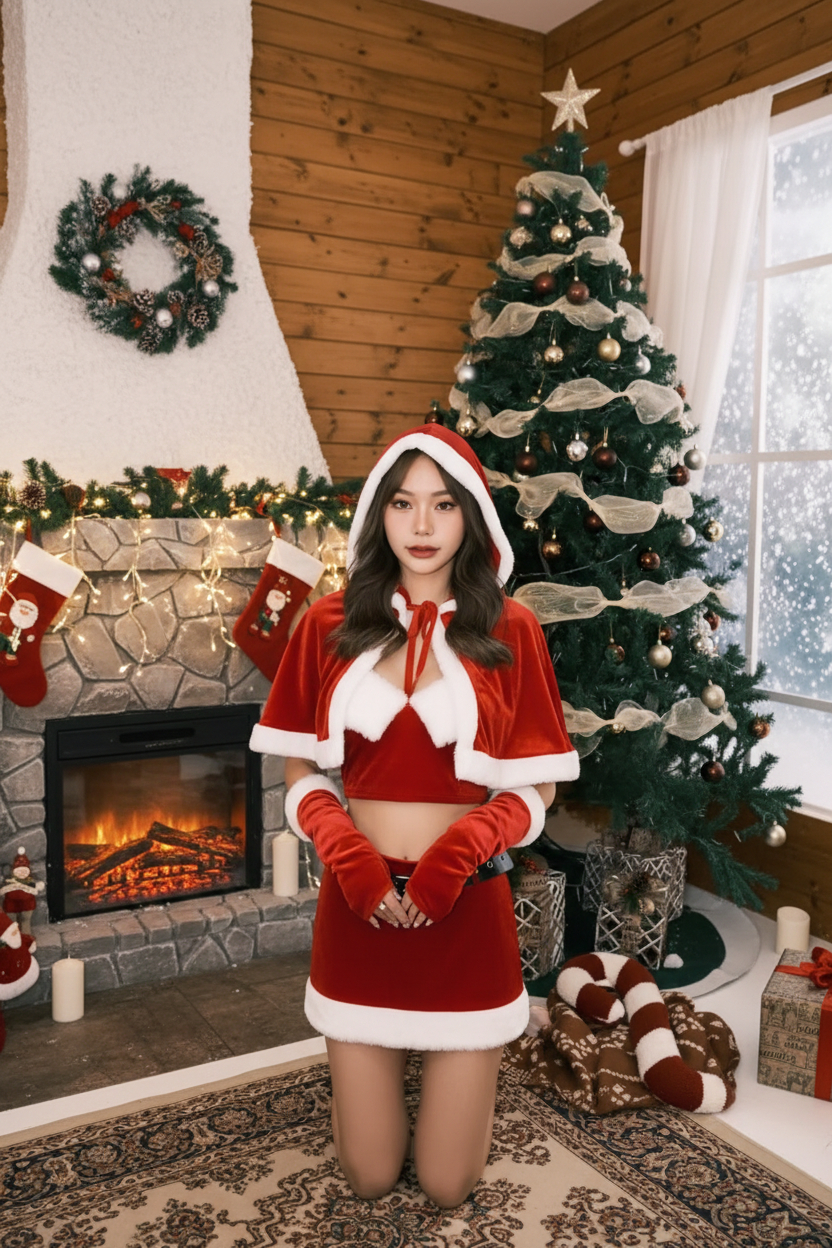 Women's Santa Cosplay Outfit – Glamorous Christmas Costume for Holiday Parties, Photoshoots and Seasonal Celebrations
