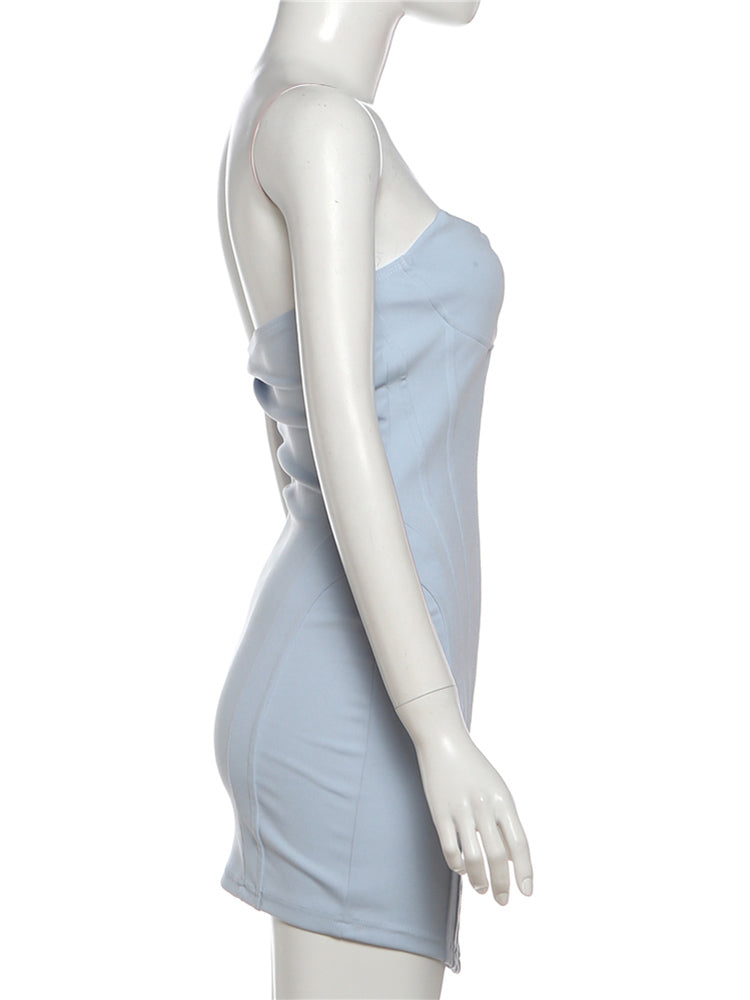 Sexy Strapless Bodycon Dress – Women’s Striped Corset Mini Dress with Peach Hip Fit for Birthday Parties, Clubs, Streetwear and Night Events