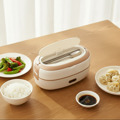 Electric Heated Lunch Box – 304 Stainless Steel Portable Food Warmer Bento Container for Office, Travel and Daily Meals