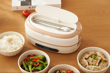 Electric Heated Lunch Box – 304 Stainless Steel Portable Food Warmer Bento Container for Office, Travel and Daily Meals