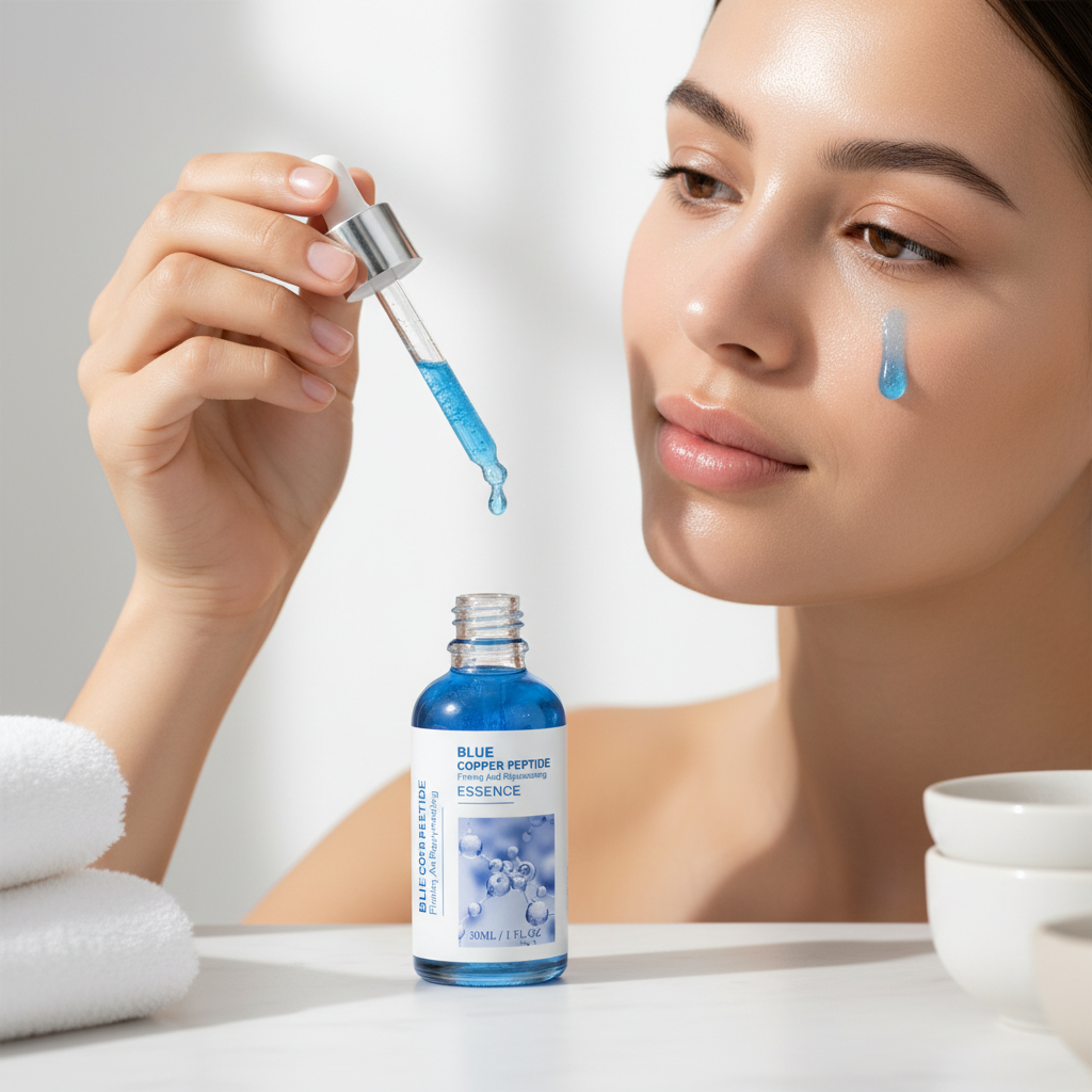 Blue Copper Peptide Wrinkle Serum – Instant Firming and Lifting Anti-Aging Facial Treatment for Fine Lines, Brightening and Korean Skincare