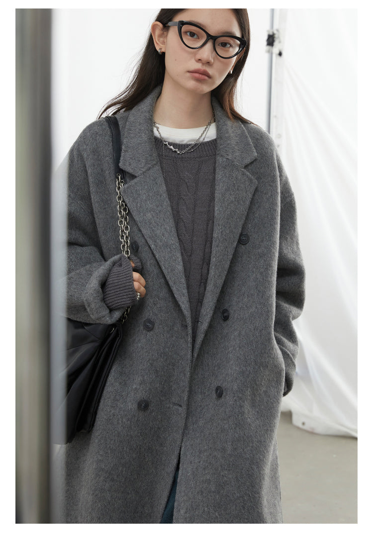 Women's Double Breasted Wool Coat – Long Double Sided Winter Overcoat for Elegant Warmth and Timeless Fashion