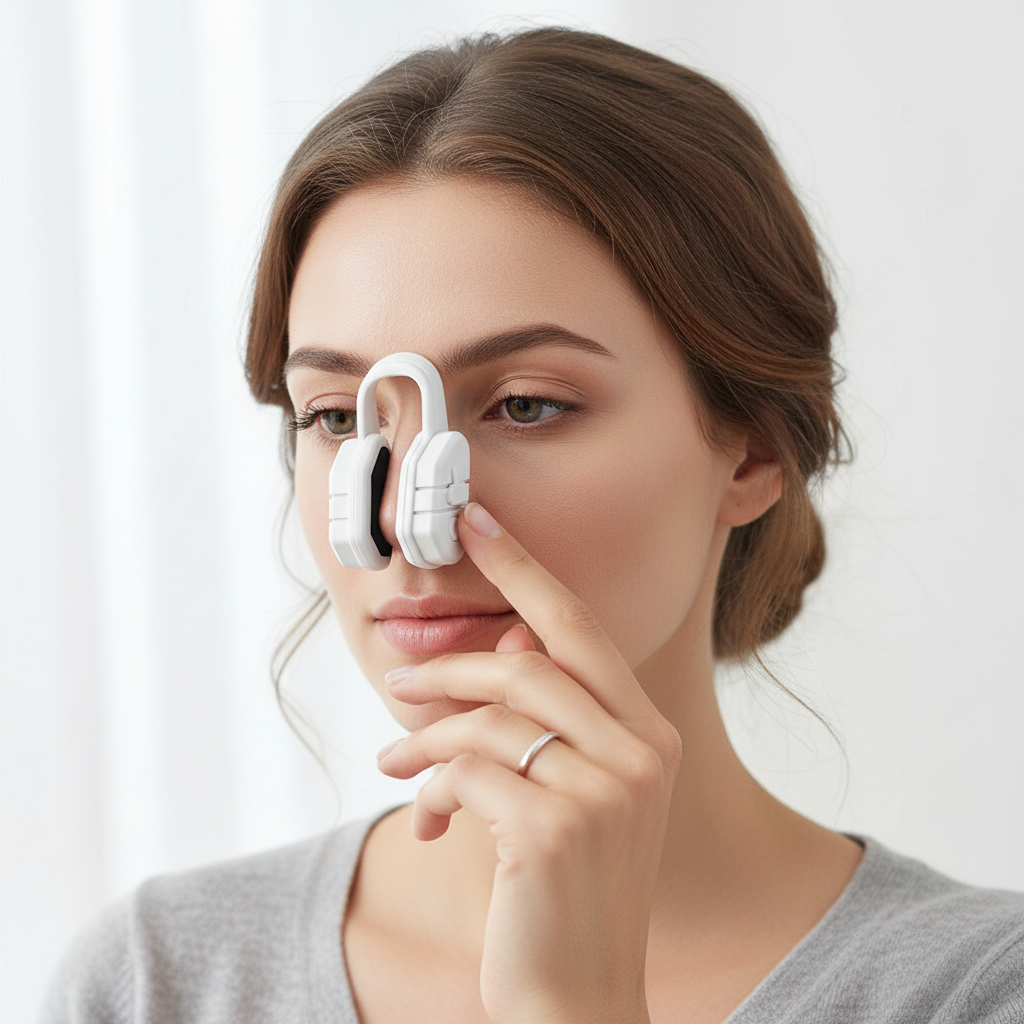 EMS Nose Shaper Clip – Microcurrent Pulse and Vibration Beauty Tool for Gentle Nose Massage, Contouring Routine and Convenient At-Home Facial Care