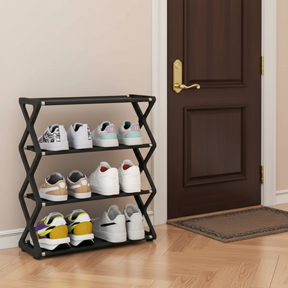 Foldable Shoe Rack – 4 Tier Stable Home Footwear Organizer for Entryway, Dorm, Living Room and Small Space Storage