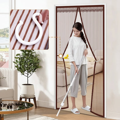 Magnetic Mosquito Door Curtain – Premium Fiberglass Mesh Flyscreen with Full Magnetic Strips and Strong Self-Adhesive Installation for Hands-Free Home Protection