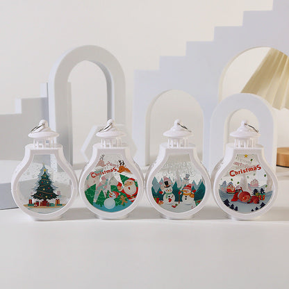 Christmas Wind Lamp Lantern – Portable Candle Style Holiday Table Light with Santa, Snowman and Reindeer Design
